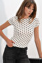 Women's Short Sleeve Polka Dot Blouse 40019 - White
