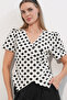 Women's Double-Breasted Collar Polka Dot Blouse 40027 - White - 3