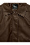 Classic Collar Zipper Pocket Long Sleeve Faux Leather Bomber Jacket - 3