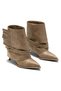 Women's Mink Layered Design Stylish Heeled Boots with Tassels on the Back and Double Belt