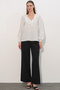 Women's Collar Detailed Polka Dot Blouse 40034 - B.White