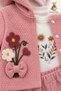 Baby Girl Set with Floral Detail, Hooded, Honeycomb Patterned, Quilted 3-Piece Top and Bottom Set, Seasonal - 3