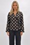 Women's Double-Breasted Polka Dot Blouse 40004 - Brown