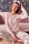 Salmon Be Kind Patterned Waffle Soft Long Sleeve Women's Pajama Set