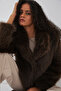 5186 Double-Breasted Plush Fur Coat - Brown - 4