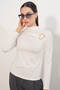 Women's Long Sleeve Blouse with Buckle Detail 40046 - White - 2