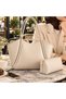 Women's Large Size Shoulder Bag – Soft Leather Look Stylish Shopper Bag + Makeup Bag Set of 2 - 3