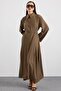 Dress with Belt Accessories and Pleated Detail Vi̇zon 9482-E - 5
