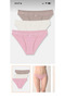 Ecru / Mink / Pink 3-Piece Cotton Lace Regular Waist Slip Panties