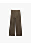 High Waist Double Breasted Pleated Wide Leg Trousers with Pocket Detail - 2