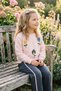 Girl's Long Sleeve Floral Printed Ribbed Wide Leg Tracksuit 2-Piece Top and Bottom Set - 4