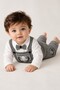Baby Boy 4-Piece Set Teddy Bear Detailed Salopet Bow Tie T-Shirt and Hat 0 3 6 9 12 Months - 4
