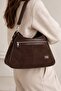 Women's Suede Zipper Detailed Shoulder Bag - 2