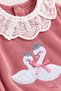Baby Girl Jumpsuit with Swan Embroidery, Lace Collar, Velvet Jumpsuit with Hat, Premium Product, Set of 2 - 3
