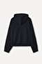 Women's Black Modal Blend Hooded Sweatshirt - 2