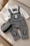 Baby Boy 4-Piece Set Teddy Bear Detailed Salopet Bow Tie T-Shirt and Hat 0 3 6 9 12 Months - 5