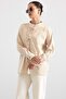 Lace Detailed Striped Shirt Beige 9476 - 3