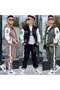 Boys' 3-Yarn Embroidered College Jacket Printed 3-Piece Set - Hooded Sweatshirt 100% Cotton Top and Bottom Set - 5