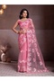 Luxury Soft Net Fancy Saree with Intricate Floral Embroidery & Scalloped Borders-FALL AND PICO STITCHED – Lightweight Evening Party Wear Collection
