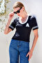 4320 Polo Collar Basic Knitwear Blouse - Black