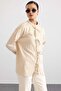 Lace Detailed Striped Shirt Beige 9476 - 2