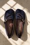 Axel Navy Blue Women's Genuine Leather Suede Mary Jane Ballerina Shoes with Buckle and Trok Detail - 3
