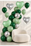 Forest Silver Deluxe Balloon Set 24 Pieces Dark Green Eucalyptus Chrome Silver Retro Green Silver Heart Foil Birthday Party Decoration Celebration Balloons - 2