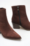 Women's Thick Heeled Boots Brown Suede - 4
