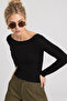 Boat Neck Basic Knitwear Sweater Lki̇0063 Black - 4