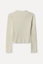 Women's Ecru Fitted High Neck Long Sleeve T-Shirt - 2