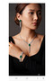 Green Black Stone Necklace Earring Bracelet Set - 2