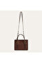 Women's Brown Suede Textured Belted Shoulder Bag