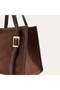 Women's Brown Suede Textured Belted Shoulder Bag - 3