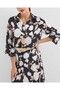8018 Patterned Satin Double Set - Black - 4