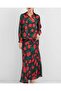 Women's Black Red Patterned Satin Double Suit 8018 - 4