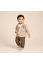 Velvet Shirt, Denim Trousers and Patterned Long Sleeve T-Shirt Baby Boy 3-Piece Set
