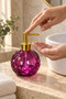 Boby Diamond Globe Glass Liquid Soap Dispenser – Decorative Bathroom and Kitchen Dispenser with Gold Pump and Crystal Pattern - 16 cm X 10 cm - 500ml - - 5