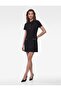 Crepe Scuba Fabric Metal Accessory Pocketed Short Sleeve Buttoned Polo Collar Mini Dress - 2