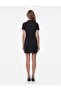 Crepe Scuba Fabric Metal Accessory Pocketed Short Sleeve Buttoned Polo Collar Mini Dress - 4