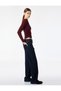 Asymmetrical Collar Long Sleeve Blouse with Accessories - 3