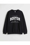 Boston Printed Premium Crew Neck Long Sleeve Sweatshirt