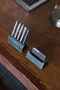 Leather Office Desk Set - Genuine Leather Desktop Pen Holder and Business Card Holder Set - Minimal - Handmade - 6