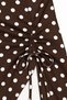 Polka Dot Long Sleeve Asymmetric Collar Draped Side Tie Blouse Top - 4