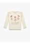 Long Sleeve T-Shirt Ballerina Printed Cotton Crew Neck