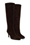 Women's Brown Thin Heeled Leather Boots Wf16000591 - 2