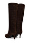 Women's Brown Thin Heeled Leather Boots Wf16000591 - 8