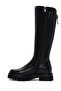 Women's Black Zippered Thick Soled Leather Boots Wf300007Df - 3