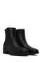 Women's Black Zippered Short Thick Heeled Leather Boots Wf220008Dv - 2