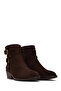 Women's Brown Zippered Suede Leather Cowboy Boots Af180017Ds - 2