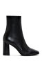 Women's Black Zippered Thick Heeled Leather Boots Af200001Dv